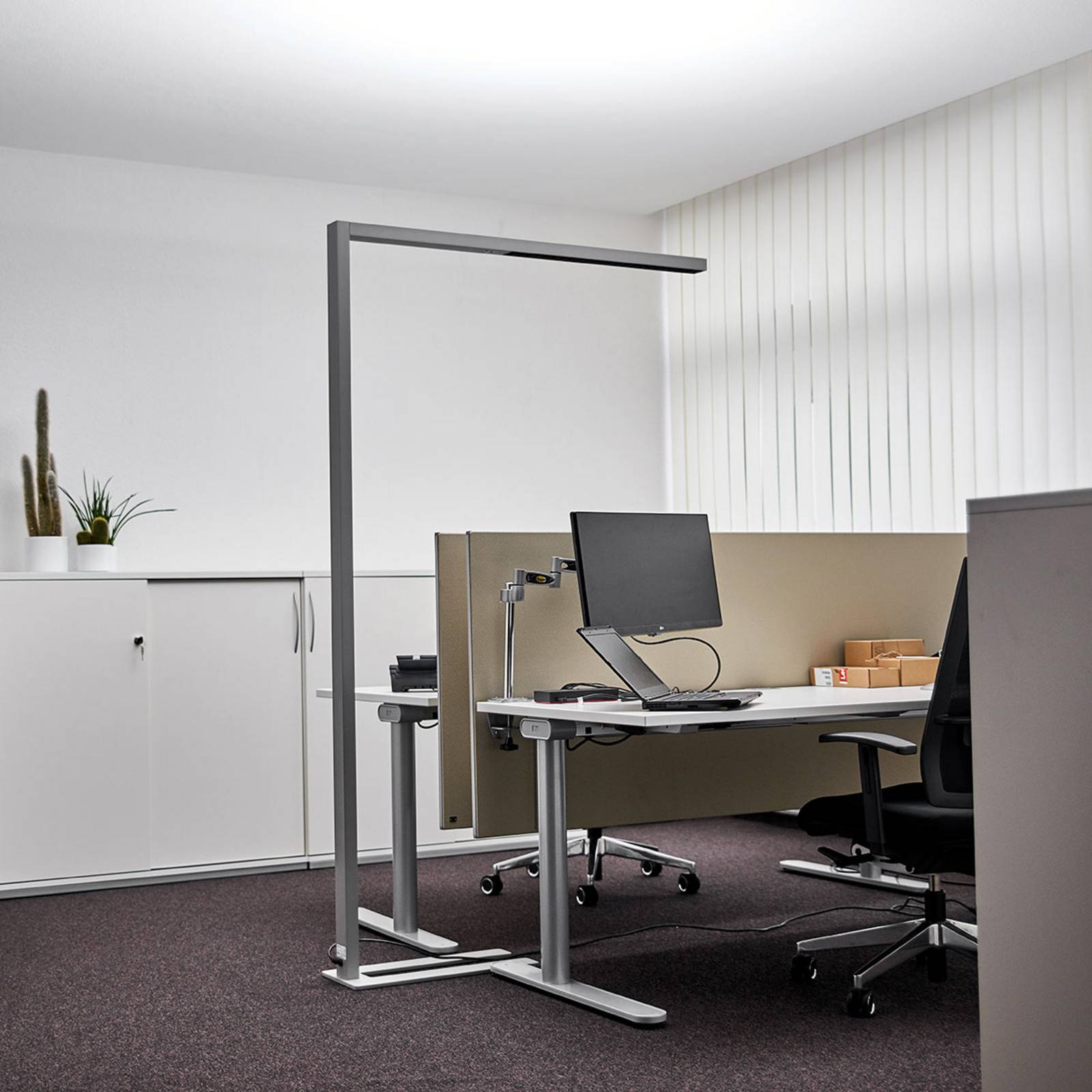 Floor Lamp Jolinda Arcchio, dimmable, Alu / grey / zinc, Workroom / Office, Aluminium, Modern, Floor Lamp