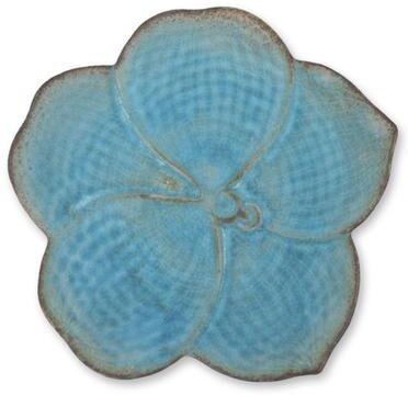 Novica Handmade Celadon Ceramic 'Turquoise Vanda' Serving Plate (Thailand) - 7x7