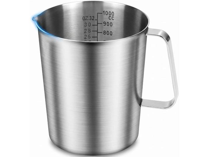 Messbecher Edelstahl 1L mit Skala, Silberfarben, Metall, Backen & Backzubehör, Messbecher