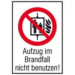 SafetyMarking® Verbotsaufkleber Aufzug im Brandfall nicht benutzen 10.5 cm x 14.8 cm