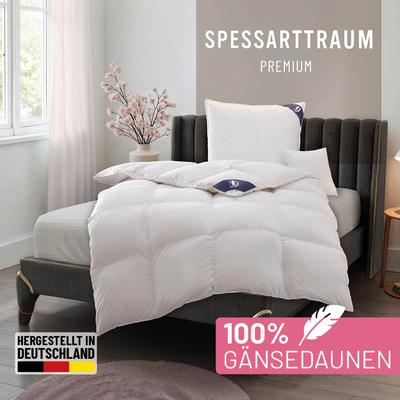 Gänsedaunenbettdecke SPESSARTTRAUM "Premium****, hergestellt in Deutschland, Bettdecken für Sommer, Winter", weiß, B:200cm L:200cm, Bezug: 100% Baumwolle. Füllung: 100% Gänsedaunen, Bettdecken, 4 Wärmeklassen & 5 Größen, Bestseller
