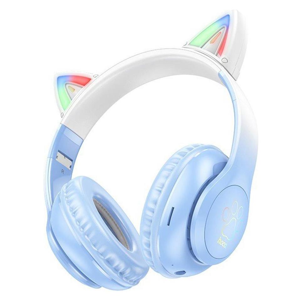 Hoco Drahtlose Kopfhörer drahtlose bluetooth Kopfhörer W42 Cat Ear crystal blue (48641657)