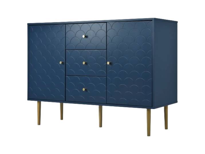 Commode buffet haut avec 2 portes 3 tiroirs bleu marine