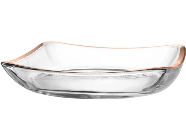 Teller LEONARDO Piazza 20 cm, 4 Stück , rosa (orange), B:19,6cm H:4cm, Glas, Speiseteller, Teller