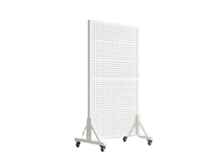 ZGCrumphant Stecktafel-Präsentationsständer mit Rollen Freistehend mit perforierten Haken auf Rädern(White 80x150cm)