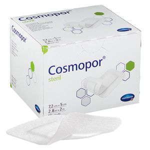 Hartmann Pflaster Cosmopor Steril, 50 Strips, steril, sensitiv, atmungsaktiv, 7,2 x 5cm