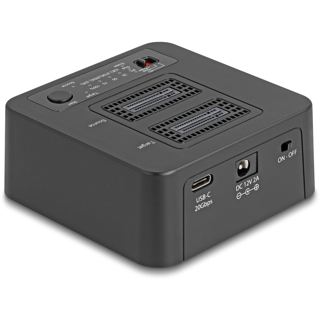 Delock USB Dockingstation 20 Gbps M.2 für 2x M.2 NVMe PCIe SSD mit Klon- und Löschfunktion