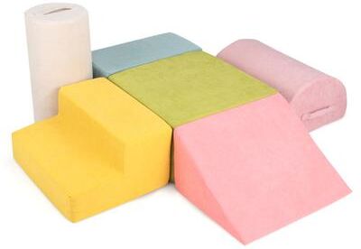 Costway 6-Piece Baby Climbing Blocks with 30D High-Density Foam and Carrying Handles-Macaron Multicolor