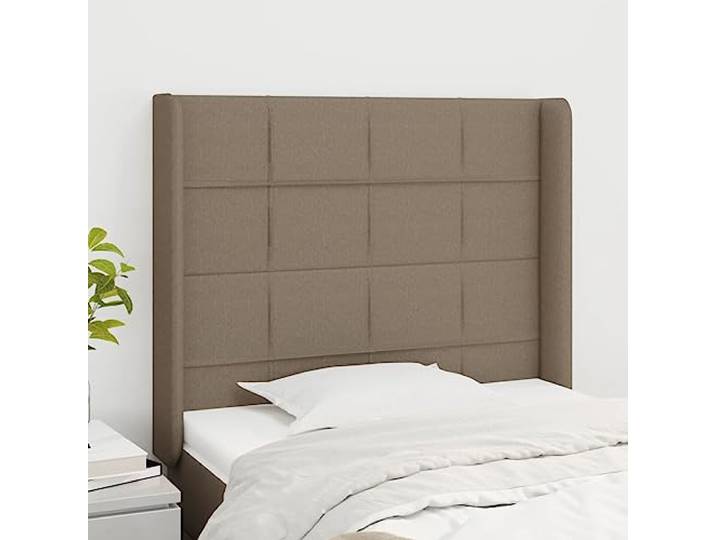 KTHLBRH Kopfteil aus Stoff, Taupe, 83 x 16 x 118/128 cm, mit Beinen aus massivem Lärchenholz, klassisches Design, höhenverstellbar, zur Unterstützung des Rückens und des Sitzkomforts,