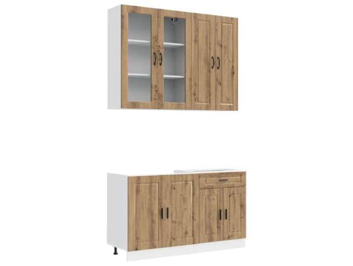 fsahslih Küchenzeile Porto 4-teilig Küchenschrank Set Artisan-Eiche Modernes 4-teiliges Küchenschrank Set PORTO für die Küche, stabil dank verstellbarer Füße und Wandsicherung.