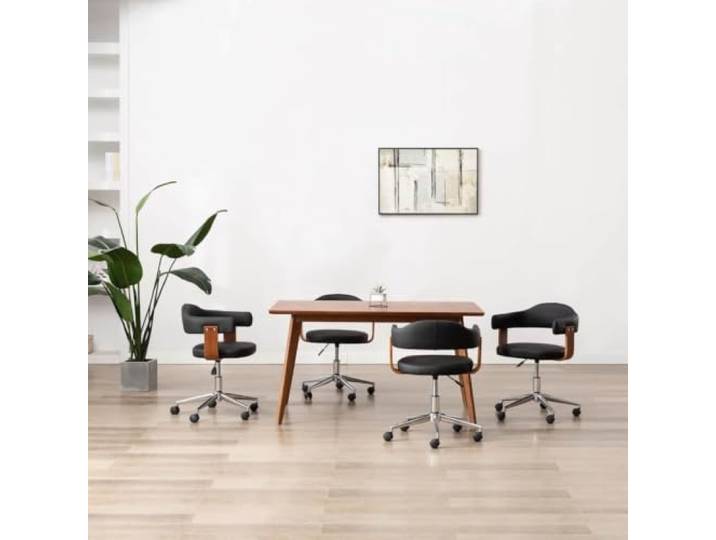 HGPOTUY Esszimmerstühle 4 STK. Drehbar Bugholz und Kunstleder 360 Grad drehbar, höhenverstellbar, Stahlbeine, ergonomisch, belastbar bis 110 kg, einfacher Aufbau