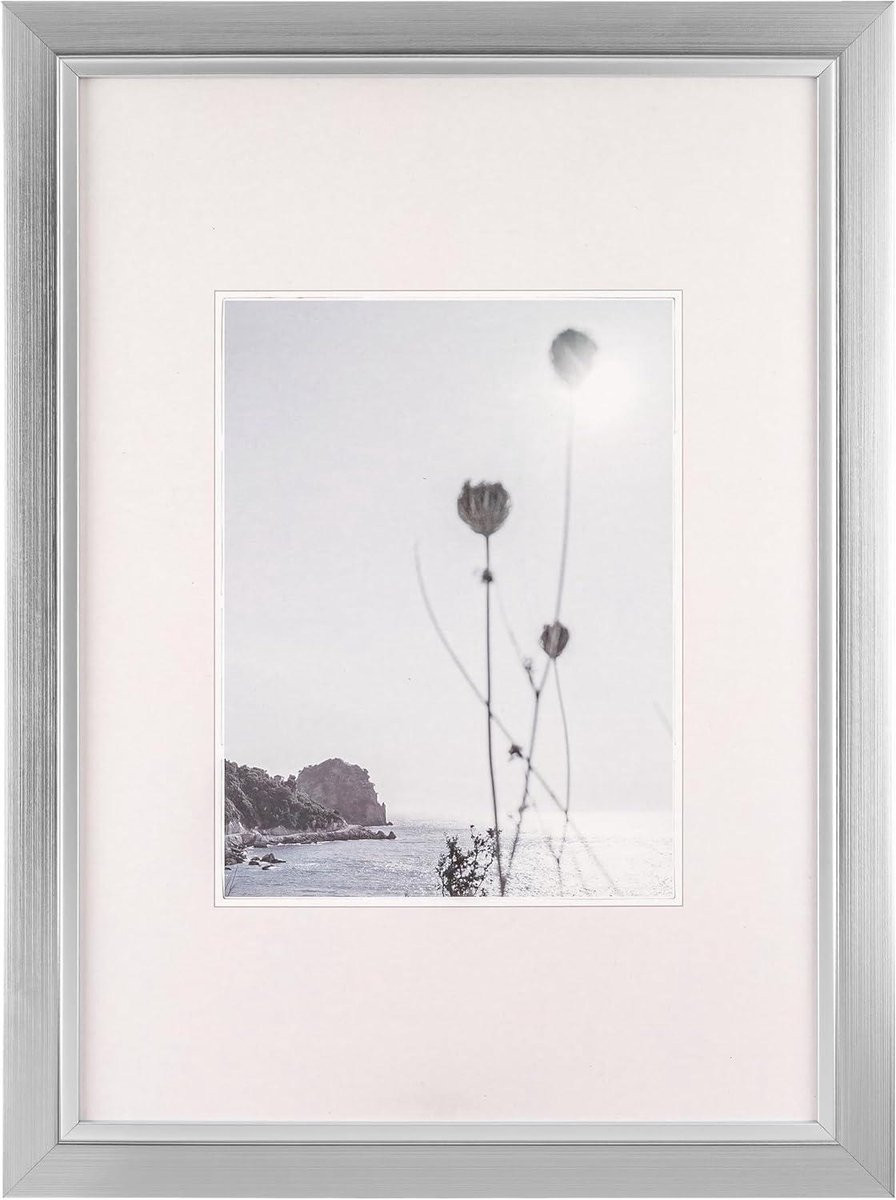 Zilveren wandlijst voor DIN A3 fotolijst met decoratieve binnenrand