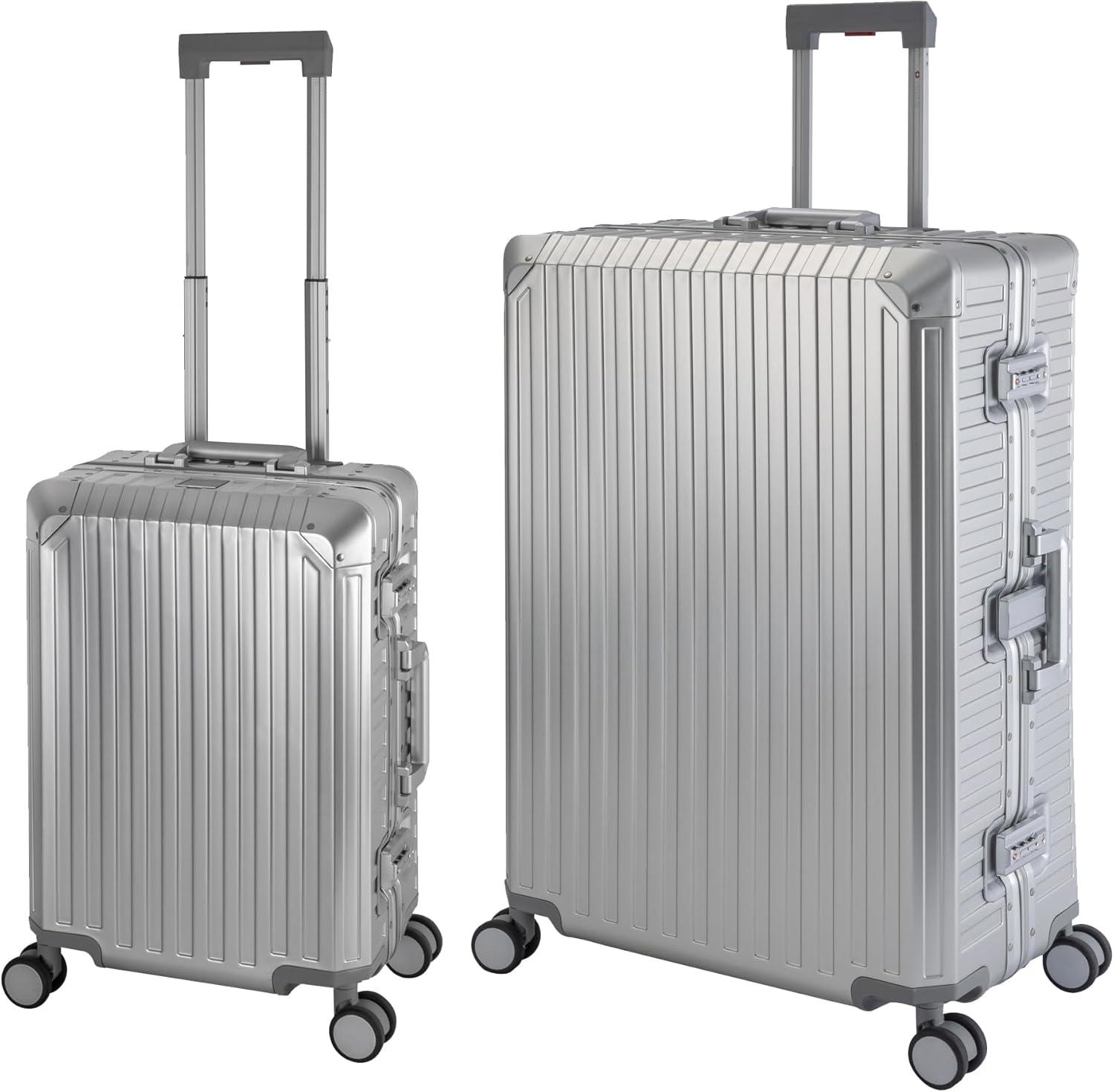 Travelhouse Tokyo Alu Reisekoffer Silber S-55cm & XL-78cm Hartschalenkoffer Reise Trolley Koffer Set