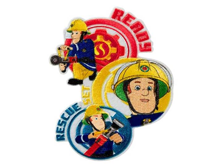 Lapjes Appliqués - Firefighter Sam Ready Rescue - overdrukplaatjes opzetstukken Applicaties opnaaien opstrijken Lap Patches, Maat: 6,5 x 7,6 cm