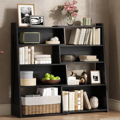Modular Bookcase, Convertible 3-in-1 Display Shelf with Staggered Storage