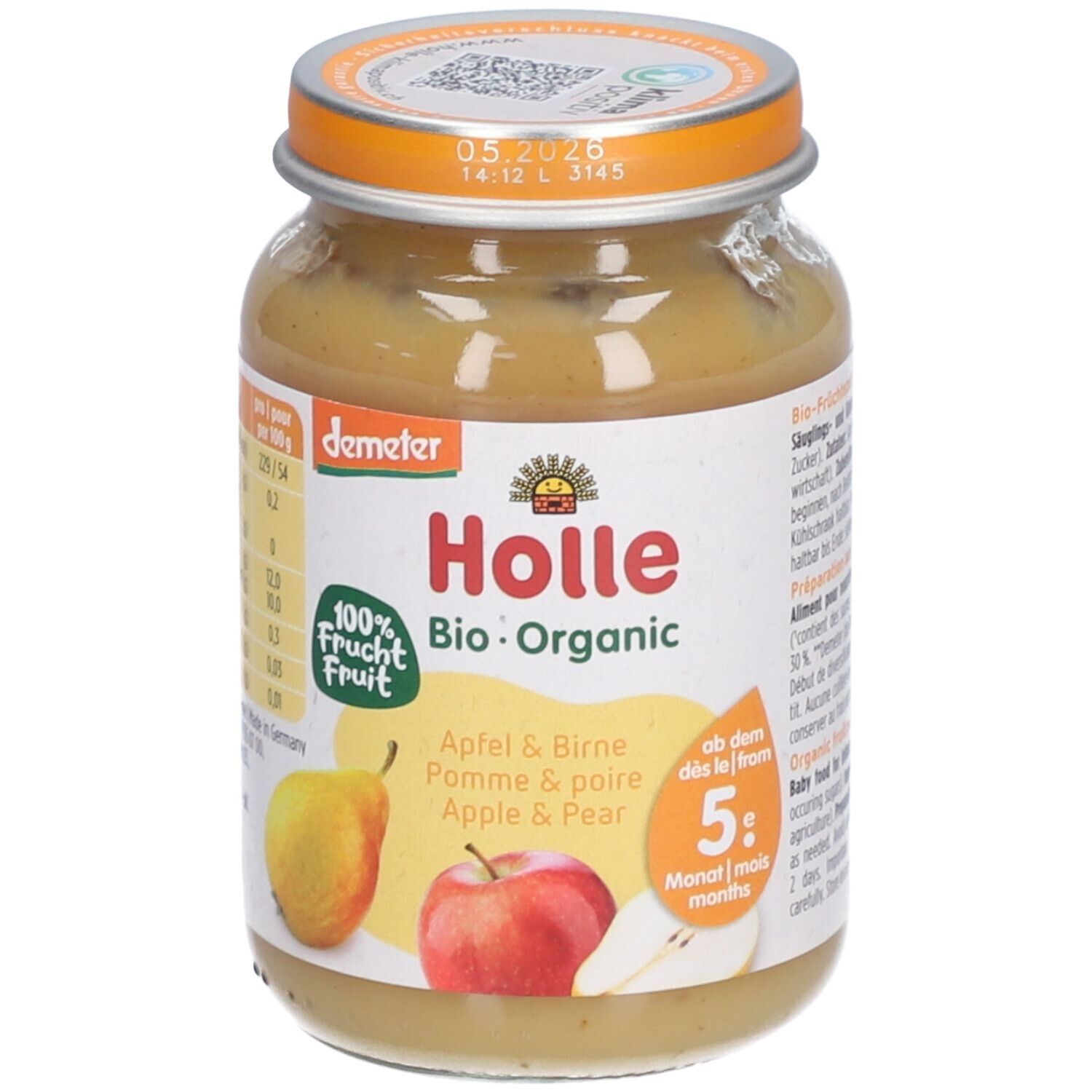 Holle Apfel und Birne Bio, ab 5 Monaten x4 4x190 g Set