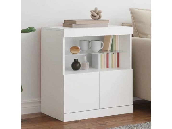 SALE 2026  Armoire/Cabinet à tiroirs Blanc - Buffet avec lumières LED blanc 60x37x67cm PRO982865059
