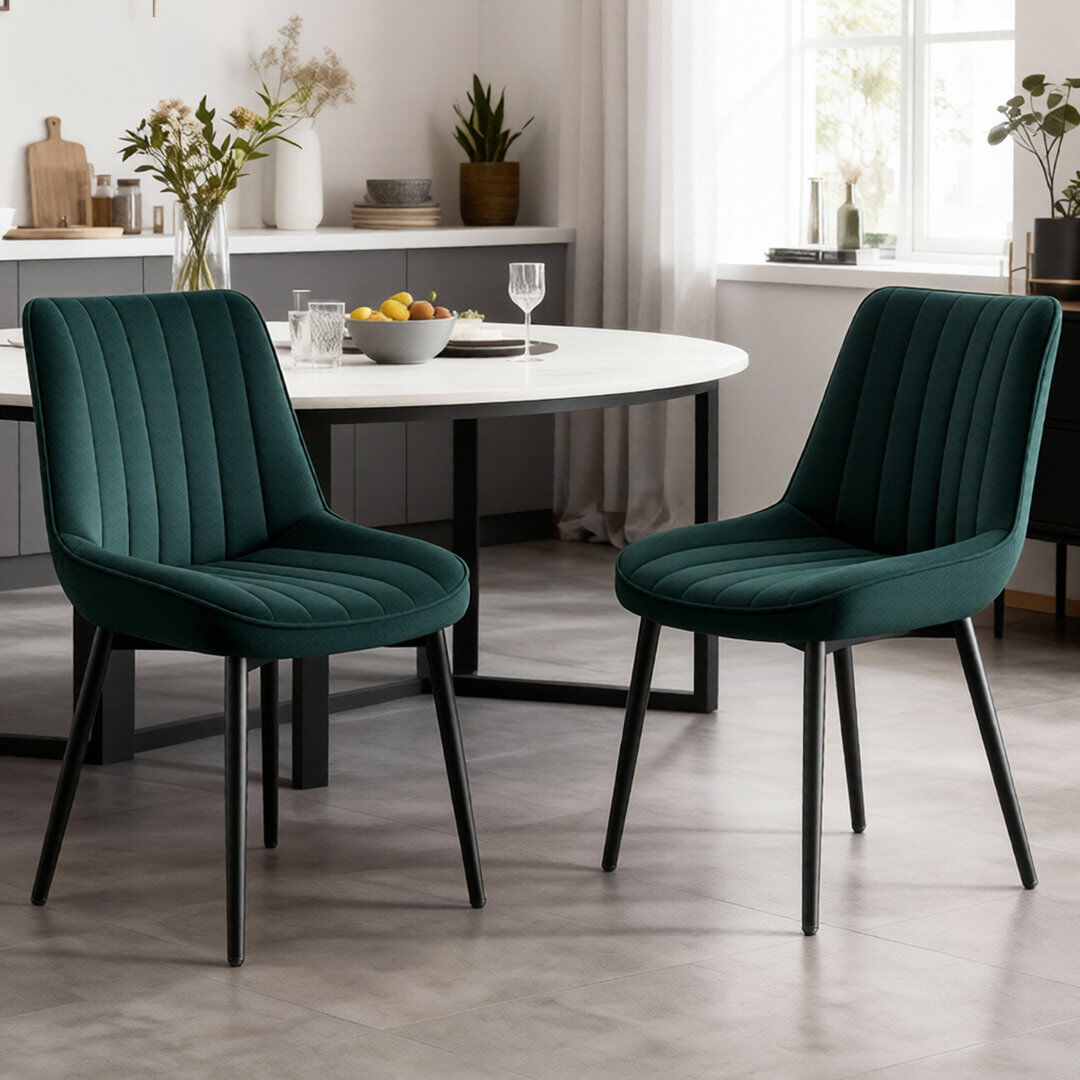 George Oliver Side Chair Green Velvet/Metal 83cm H X 50cm W X 56cm D