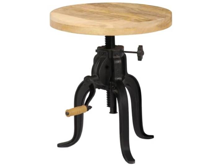 KPOUTRFG Beistelltisch 45 x (45-62) cm Massivholz Mango und Gusseisen Retro-Design, höhenverstellbar, Massivholz, pulverbeschichteter Druckguss, Unikat
