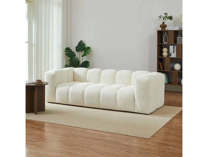 Canapé droit fixe TASTA 3 places tissu beige