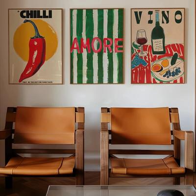 Uplift Picks Green Striped Wine Canvas Print Brings Playful Style To Kitchens Everywhere 14 50x75cm no Frame