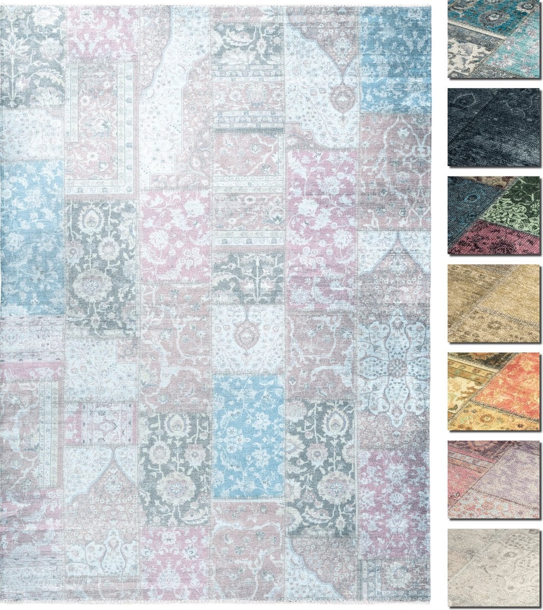 Tesso Living Kelim Patchwork Tapijt Modern Laagpolig voor Woonkamer