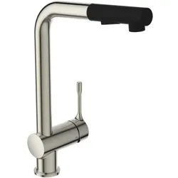 Ideal Standard CeraLook Küchenarmatur BC178GN Edelstahloptik, mit hohem Auslauf und herausziehbarer Handbrause, Ausladung 225 mm