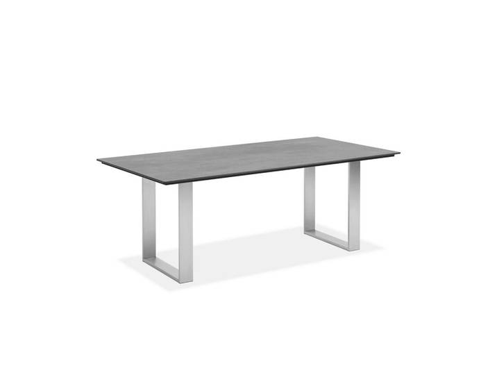 Niehoff Garden Gartentisch, Grau, Edelstahlfarben, Kunststoff, rechteckig, Kufe, 95x76x220 cm, wetterbeständig, Gartenmöbel, Gartentisch, Gartentische