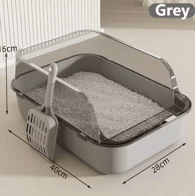 Inspire Curations SplashGuard Semi Enclosed Cat Litter Box a Gray