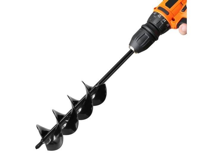 Tarière VEVOR pour perceuse\, Ø 8x41 cm Tarière de jardin\, pour foret hexagonal 3/8\ \, tarière pour piquets\, tarière pour trous de terre\, embouts de tarière pour creuser des trous de poteaux de jardin et de clôtures