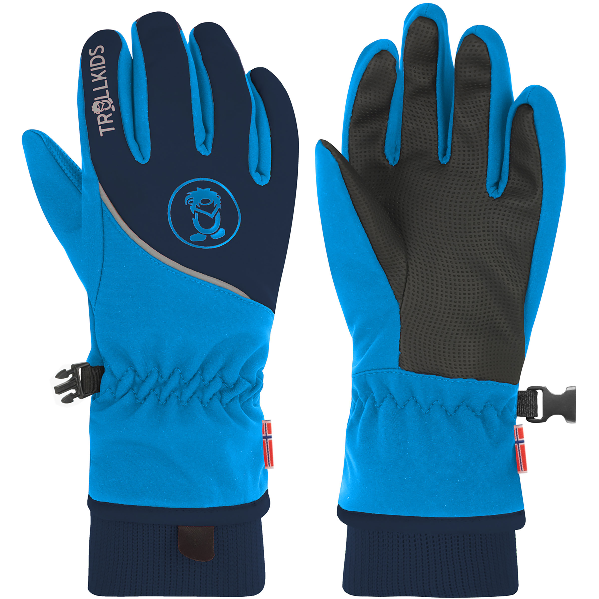 Trollkids Trolltunga Kinder Fingerhandschuhe blau Größe 5 Trekking Atmungsaktiv Wasserabweisend