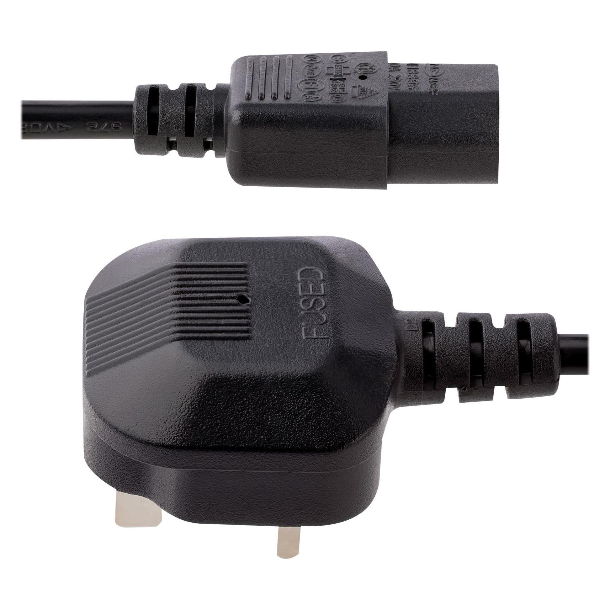 StarTech com 3ft (1m) UK Computer Power Cable, BS 1363 to C13, 18AWG, 10A 250V, Replacement AC Power (1 m) (BS13U-1M-POWER-LEAD)
