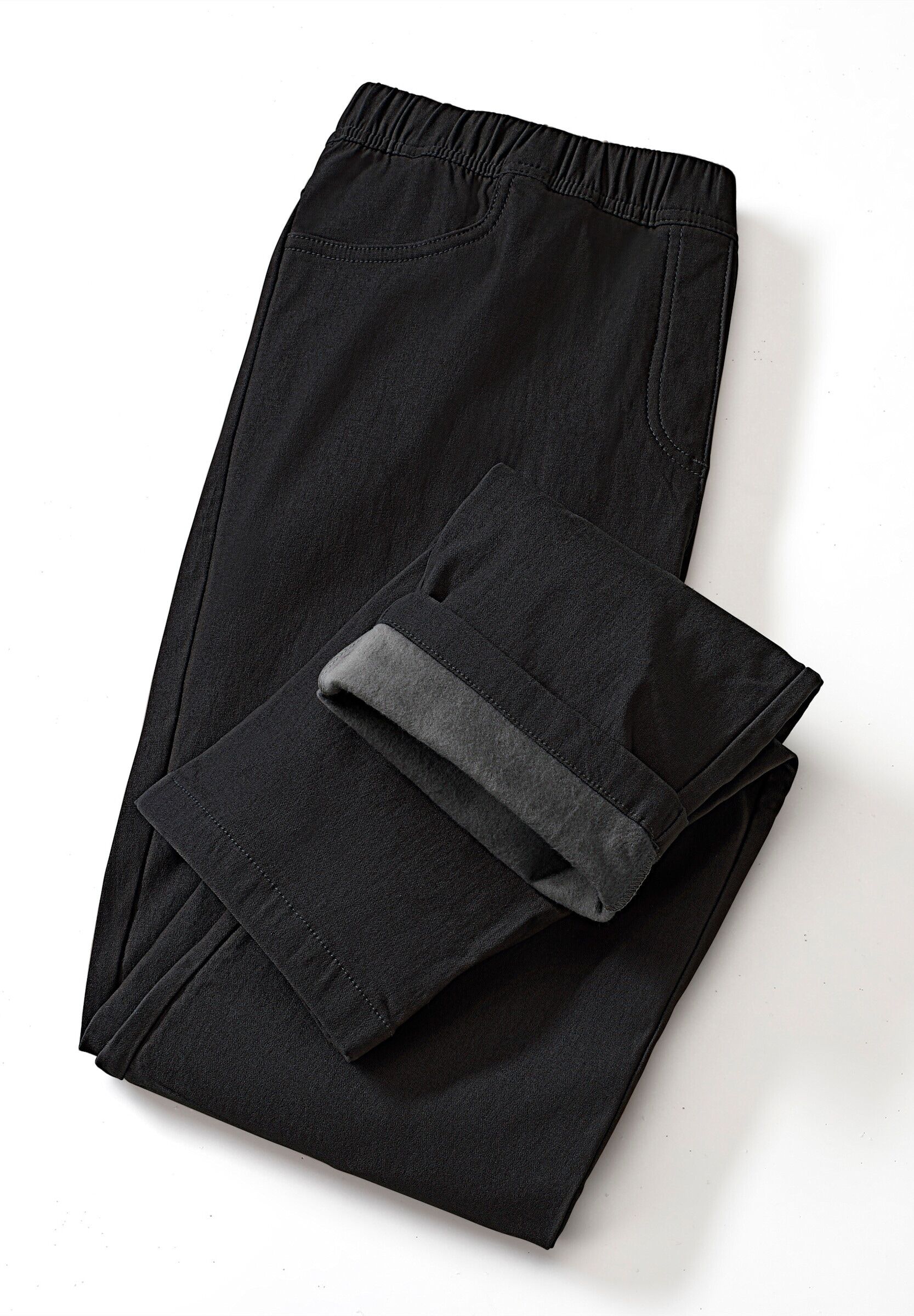 Sieh An! Schlupfhose SIEH AN "Hose Hose innen angeraut", Damen, Gr. 40, N-Gr, schwarz, Basic, Hosen Schlupfhose