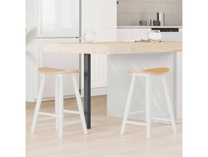 KGHFDVB Esszimmerstühle 2er Set Massives Gummiholz Weiß 46 x 37 x 63 cm Kegelförmige Beine, pflegeleichte Oberfläche, robuste Konstruktion, zeitloses Design
