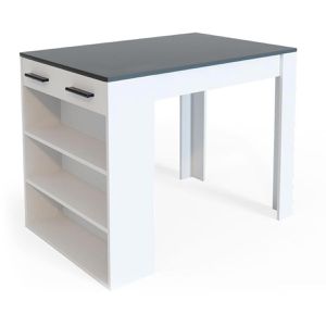 Vicco Esstisch Repose, 32902, anthrazit / weiß, 100 x 77,5cm, mit Regal & Schublade, eckig