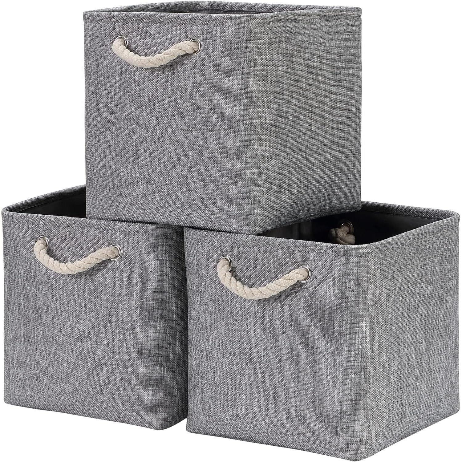 Mangata Opbergboxen van textiel, grijs, set van 3, inklapbaar
