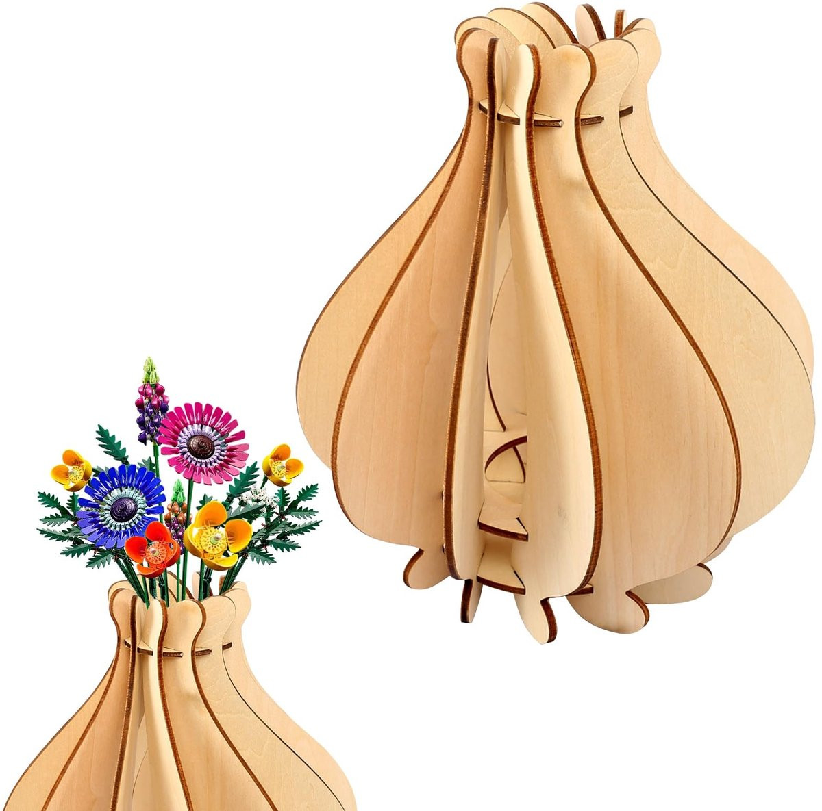 Store_8 3D Houten Boeket Vaas - Transparante Houten Puzzel Tafeldecoratie
