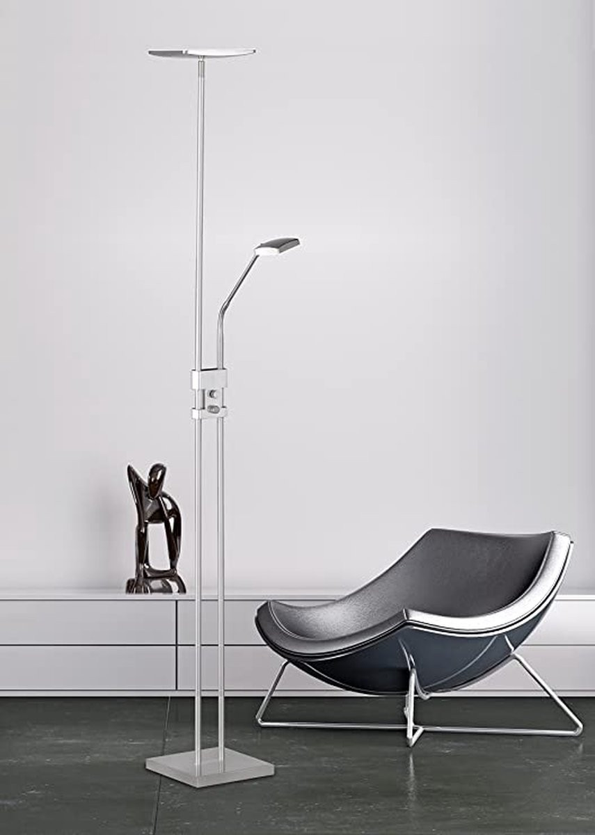Light & Living Luxe Vloerlamp Zilver en Wit met Dimbare LED-verlichting