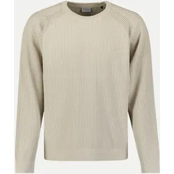 Rundhalspullover in Rippstrick Beige L