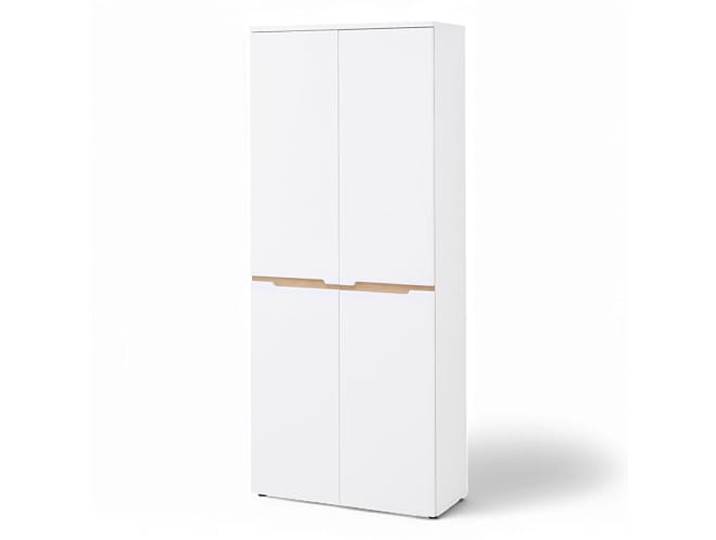 Stella Trading Memphis Schuhschrank hoch in Weiß, Artisan Eiche Optik - Vielseitiger Mehrzweckschrank mit verstellbaren Einlegeböden - 80 x 192 x 38 cm (B/H/T)