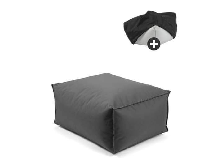 mokebo® Outdoor Pouf o. Hocker 65x45cm mit Schutzhülle 'Der Ruhestifter', Sitzhocker, Fußhocker, Sitzkissen, Sitzpouf mit EPS-Perlen Füllung & Cover, nur wasserabweisend mit Schutzhülle, Anthrazit