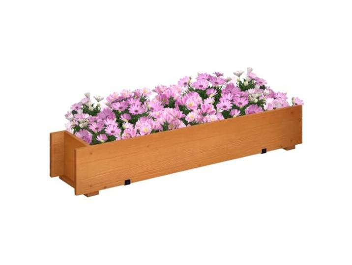 Outsunny Jardinière Rectangulaire avec 2 Crochets 91 x 18 x 16\,5 cm Marron en Bois\, Carré Potager\, Jardinière à Suspendre\, Extérieur