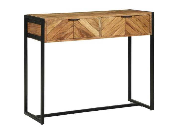 NKOPPFG Konsolentisch Braun 90x35x75cm Massivholz Akazie mit Schubladen Massivholz Akazie, Stahlrahmen, zweifarbig Braun Schwarz, Schubladen, für Flur Wohnzimmer