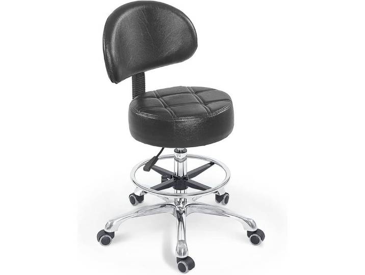 Tabouret pivotant - GRACE&GRACE - Extra Large réglable avec dossier - Siège extra-large - Base métal - 360°