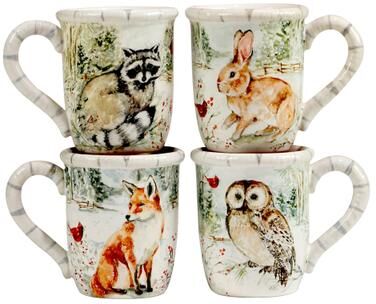 Certified International Winter's Walk 16 oz. Mugs, Set of 4