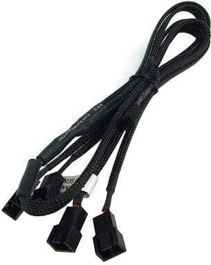 Phobya Y-Kabel 3Pin Molex auf 4x 3Pin Molex - Schwarz 60cm