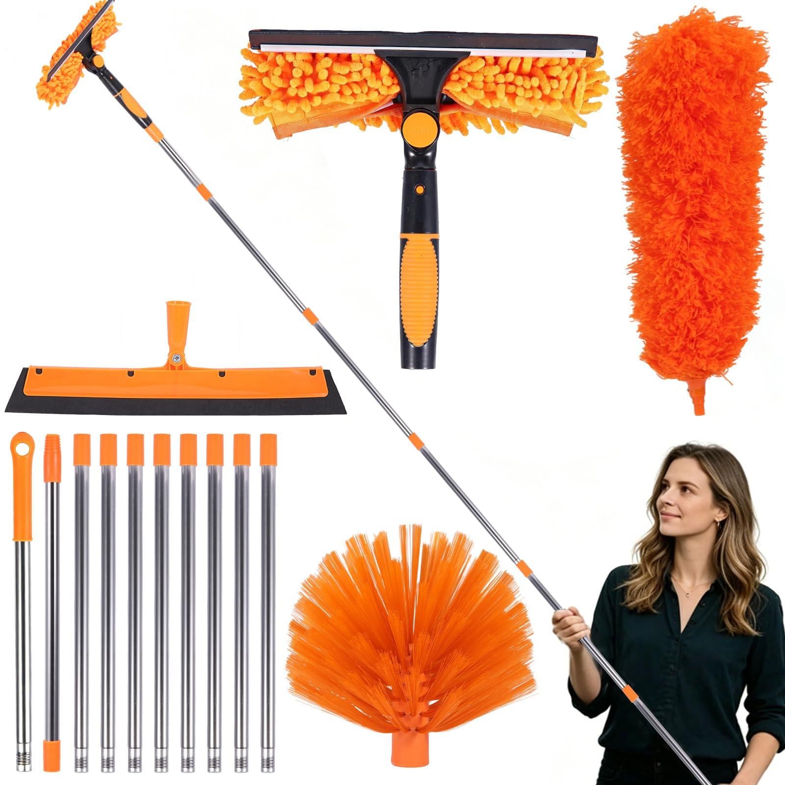 Dripio 5-delige telescopische stofwisser-set met microvezel, uitschuifbaar tot 4,9 meter