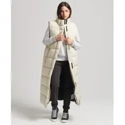 Superdry für Damen. W5011482A Ripstop-Steppweste beige lang beige (S), Lässig, Polyester, Nachhaltig