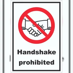 HB-Druck Handshake prohibited Aufkleber No handshake Symbol und Text Aufkleber A7 (74x105mm)