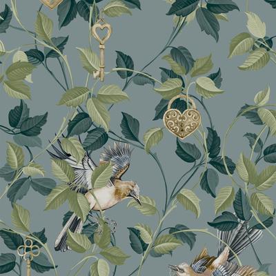 Graham & Brown Lock & Key Aqua Wallpaper